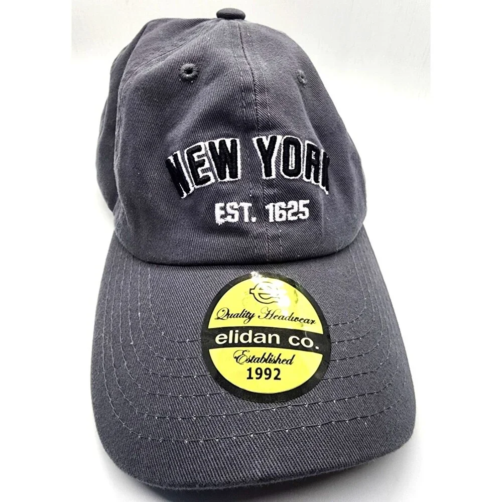 New York City NYC Embroidered Baseball Cap Black Faded Hat Est. 1625